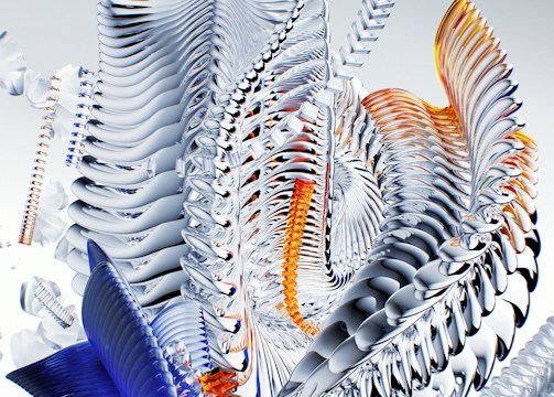 Metallic bird sculpture